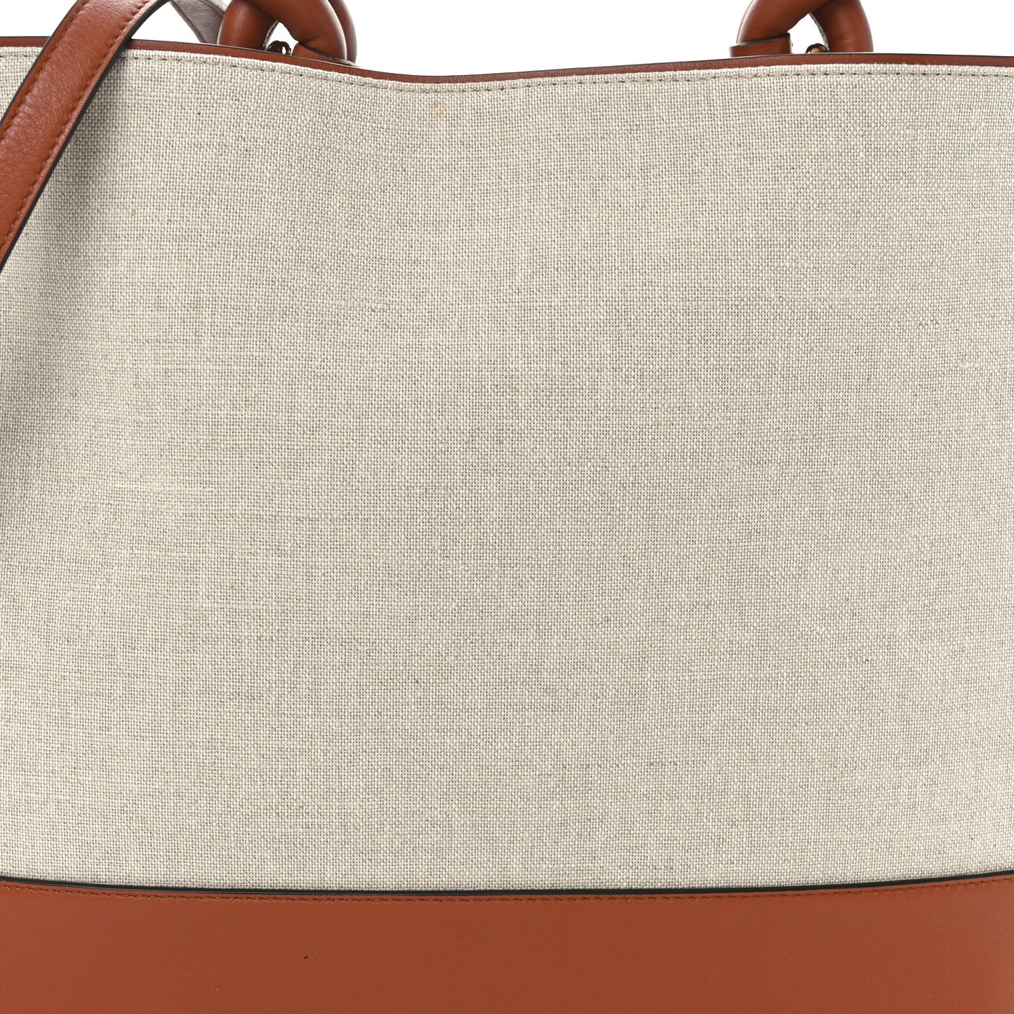 Canvas Calfskin Glam Tote Beige Brown