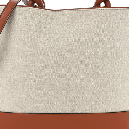 Salvatore Ferragamo Canvas Calfskin Glam Tote Beige Brown 7 of 9