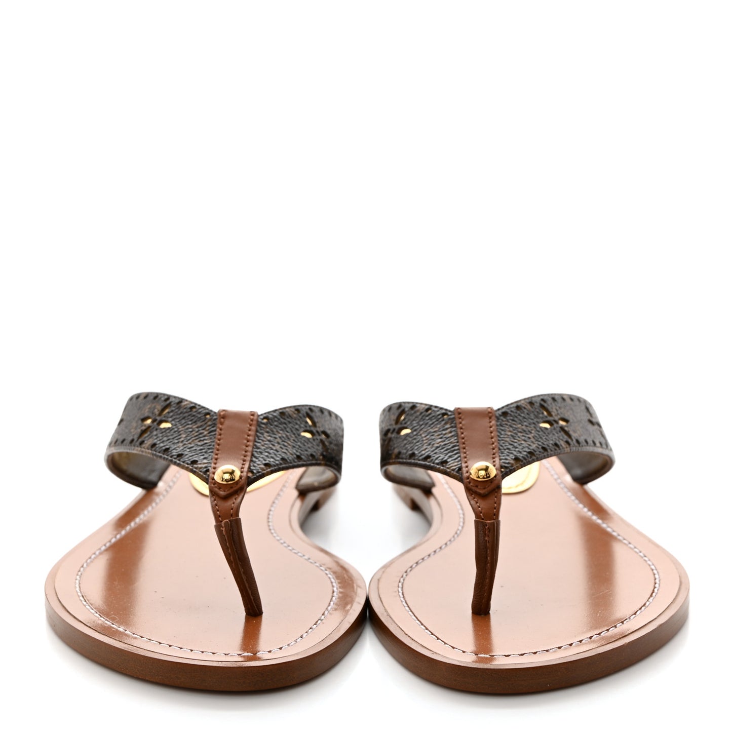 Monogram Sunny Flat Thong Sandals 36 Brown