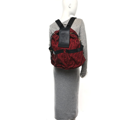 Fendi Recycled Fabric Jacquard Vitello Grace FF 1974 Large Fendi Strike Backpack Rosso Marlboro Black 2 of 10