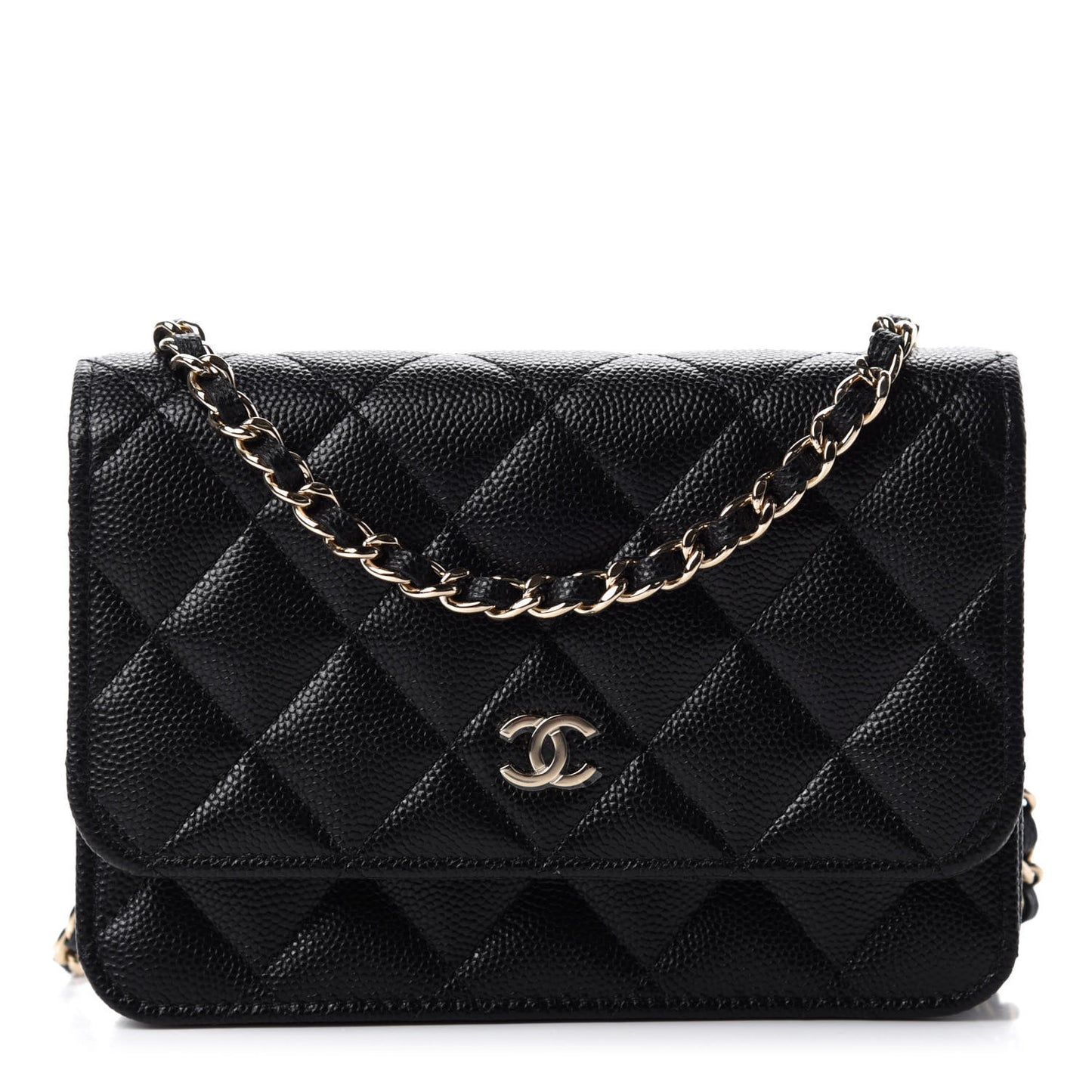Caviar Quilted Mini Wallet On Chain WOC Black