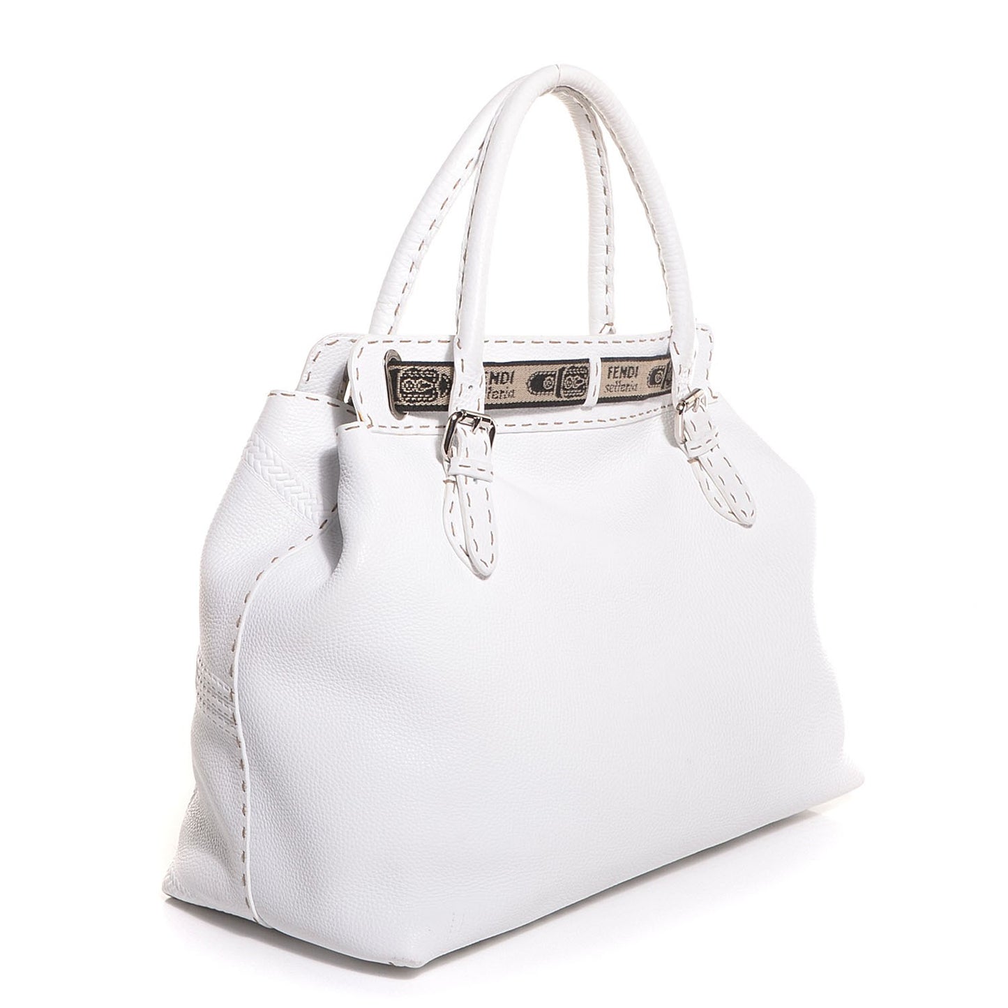 Calfskin Romano Selleria Large Villa Borghese Tote White