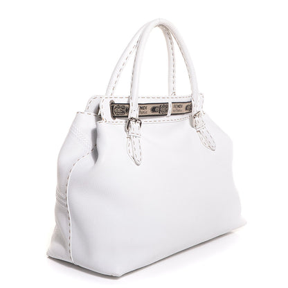 Fendi Calfskin Romano Selleria Large Villa Borghese Tote White 3 of 10