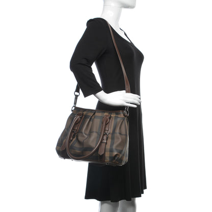 Burberry Smoked Check Small Northfield Tote Dark Tan 3 of 12