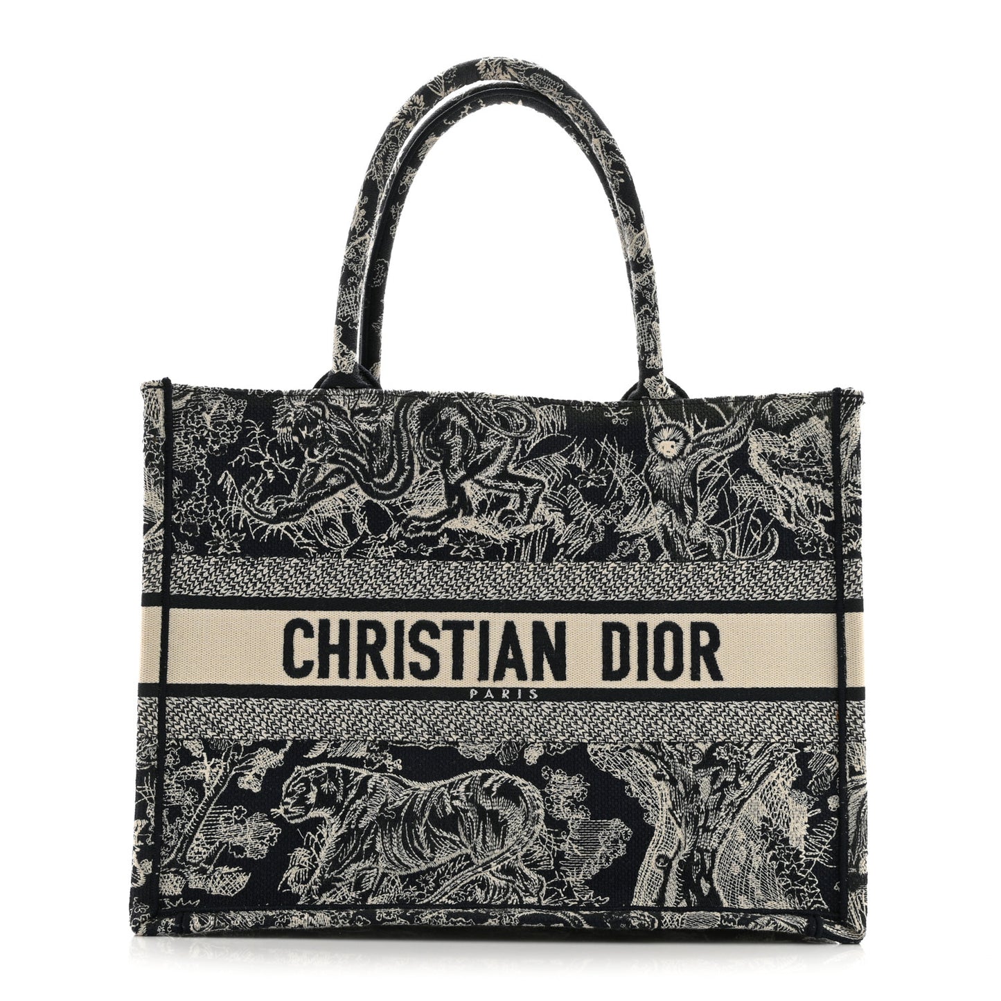 Canvas Embroidered Medium Dioriviera Toile De Jouy Reverse Book Tote Blue