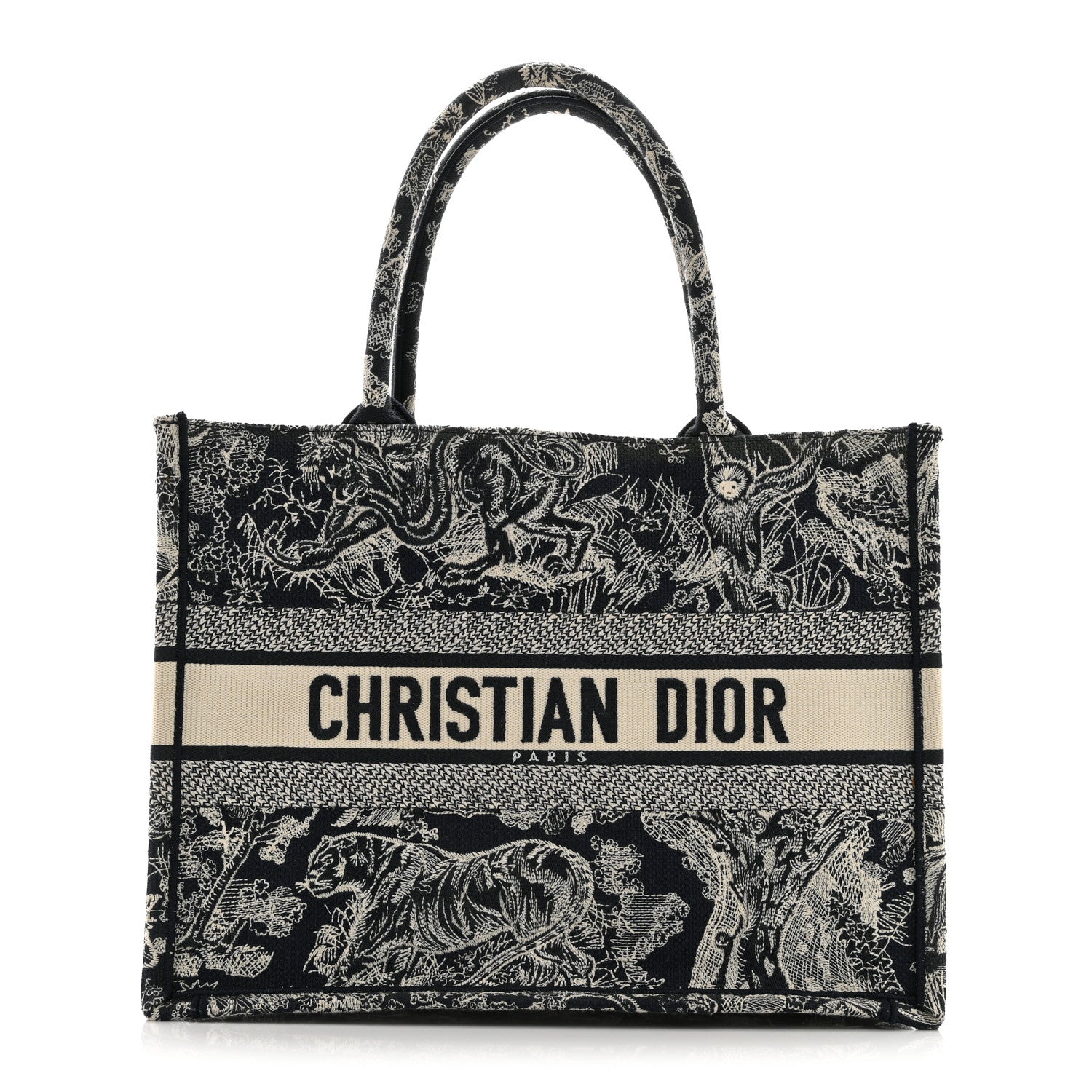 Christian Dior Canvas Embroidered Medium Dioriviera Toile De Jouy Reverse Book Tote Blue 1 of 12