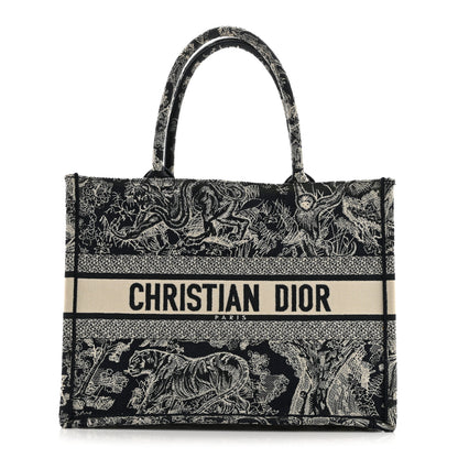 Christian Dior Canvas Embroidered Medium Dioriviera Toile De Jouy Reverse Book Tote Blue 1 of 12