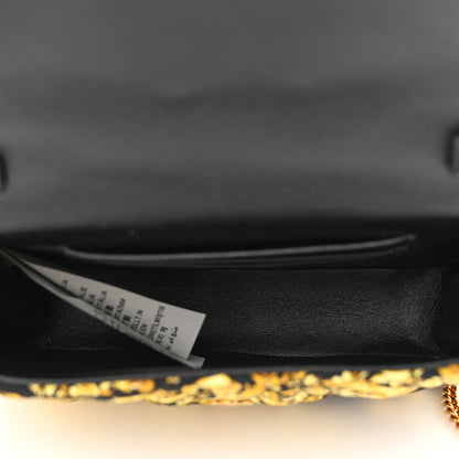 Versace Silk Barocco Printed Quilted Virtus V Mini Chain Flap Shoulder Bag Black Gold 5 of 10