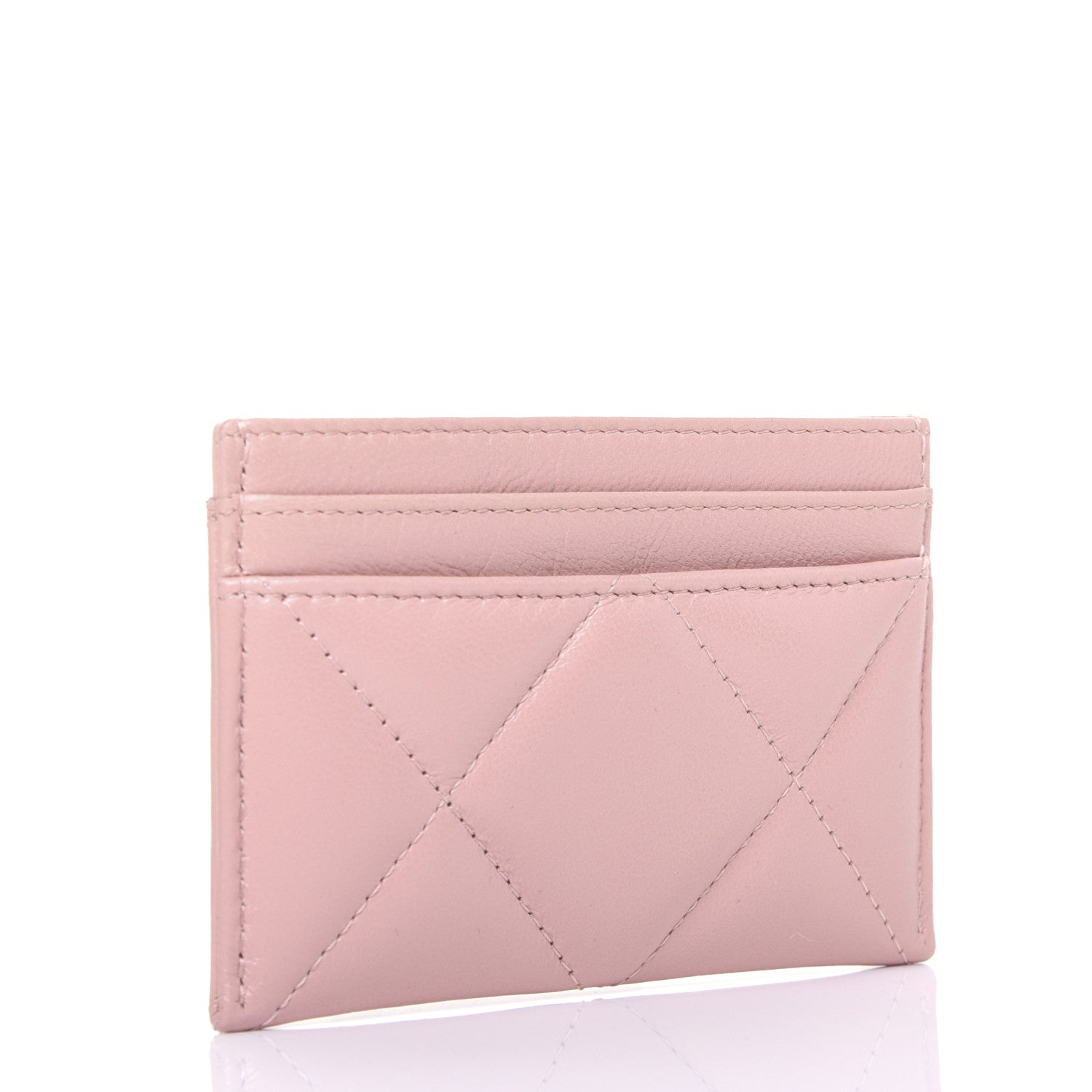 Chanel Shiny Goatskin Quilted 19 Card Holder Light Pink 3 of 9