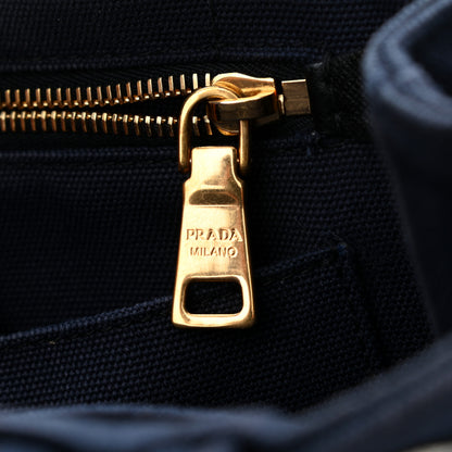 Prada Canvas Canapa Hawaii Small Tote Navy Multicolor 12 of 13