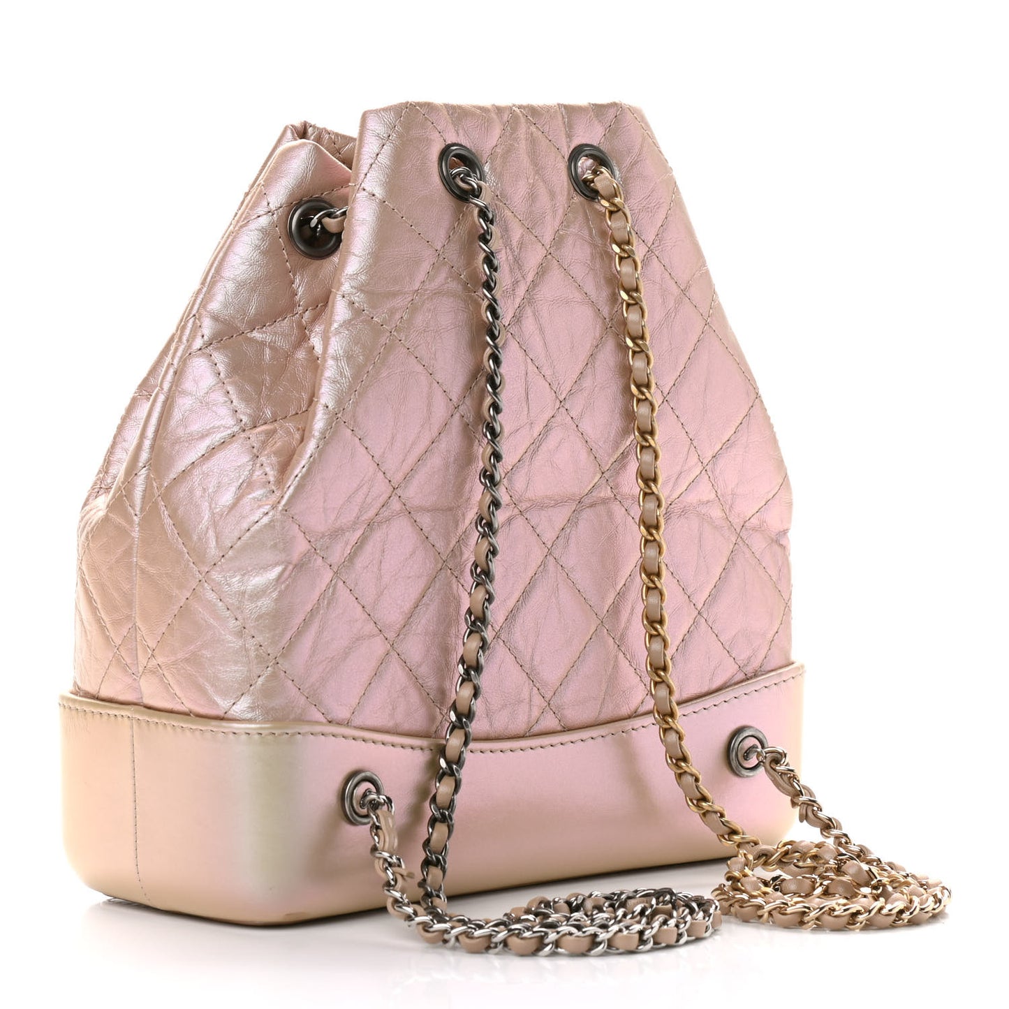 Iridescent Lambskin Calfskin Small Quilted Gabrielle Backpack Light Pink