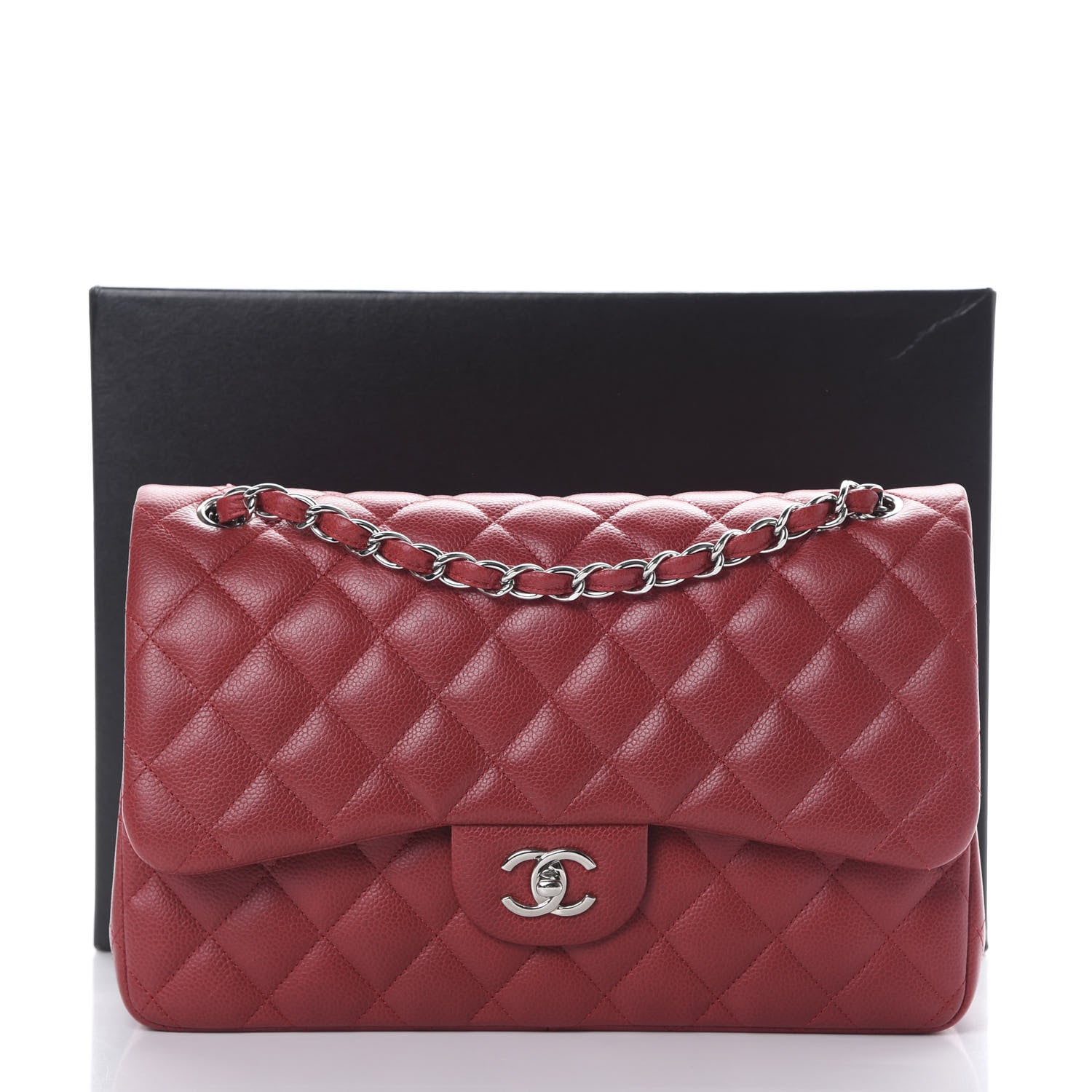 Chanel Caviar Quilted Jumbo Double Flap Red 10 of 10