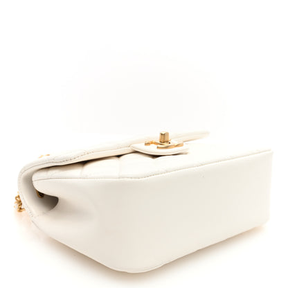Chanel Shiny Lambskin Quilted Pearl Twist Mini Square Flap White 4 of 10