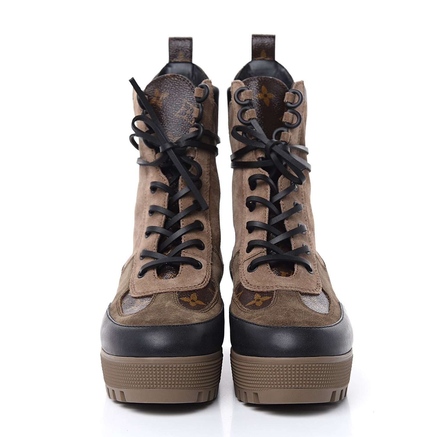 Louis Vuitton Suede Calfskin Monogram Laureate Platform Desert Boots 39 Taupe 2 of 9