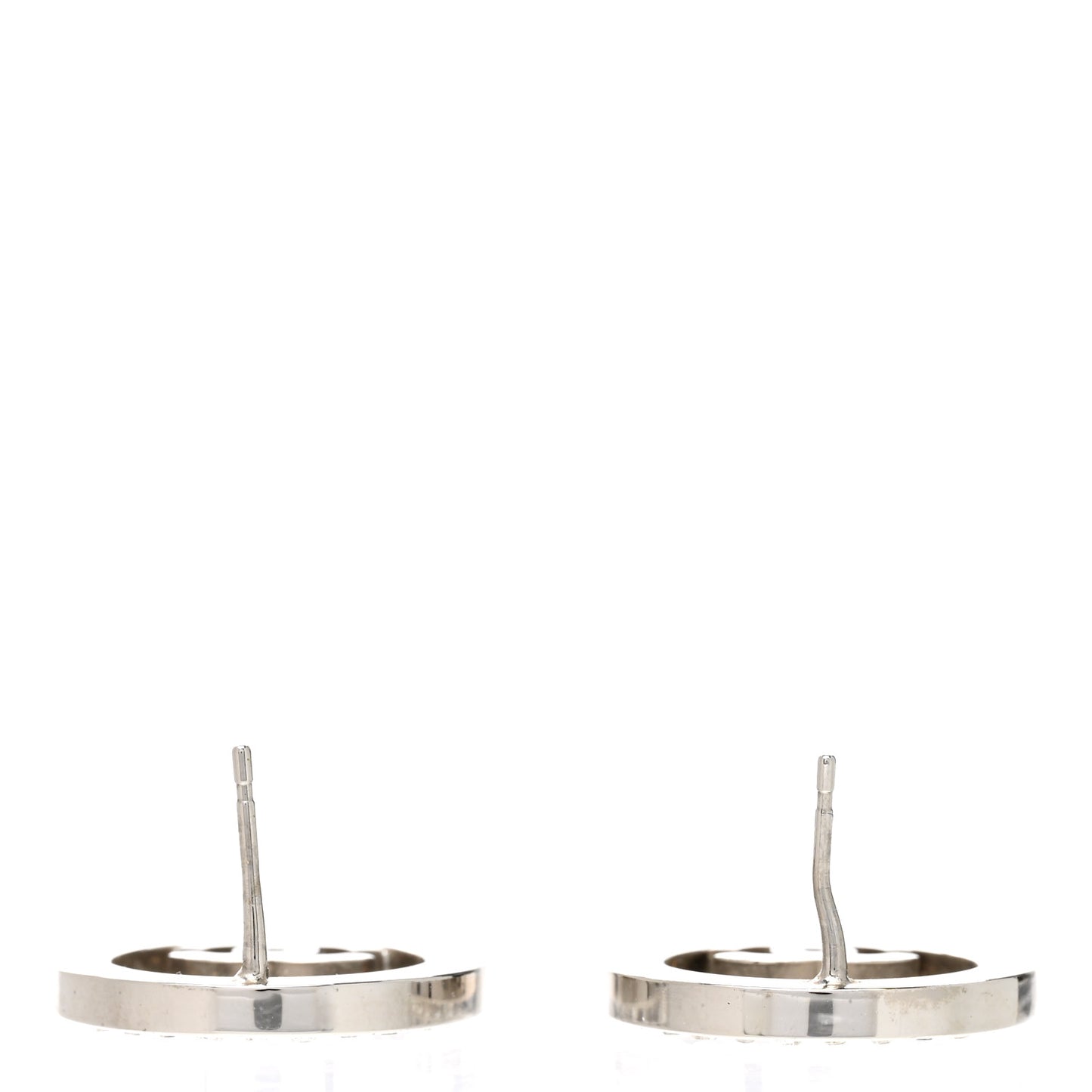 Crystal CC Round Earrings Silver