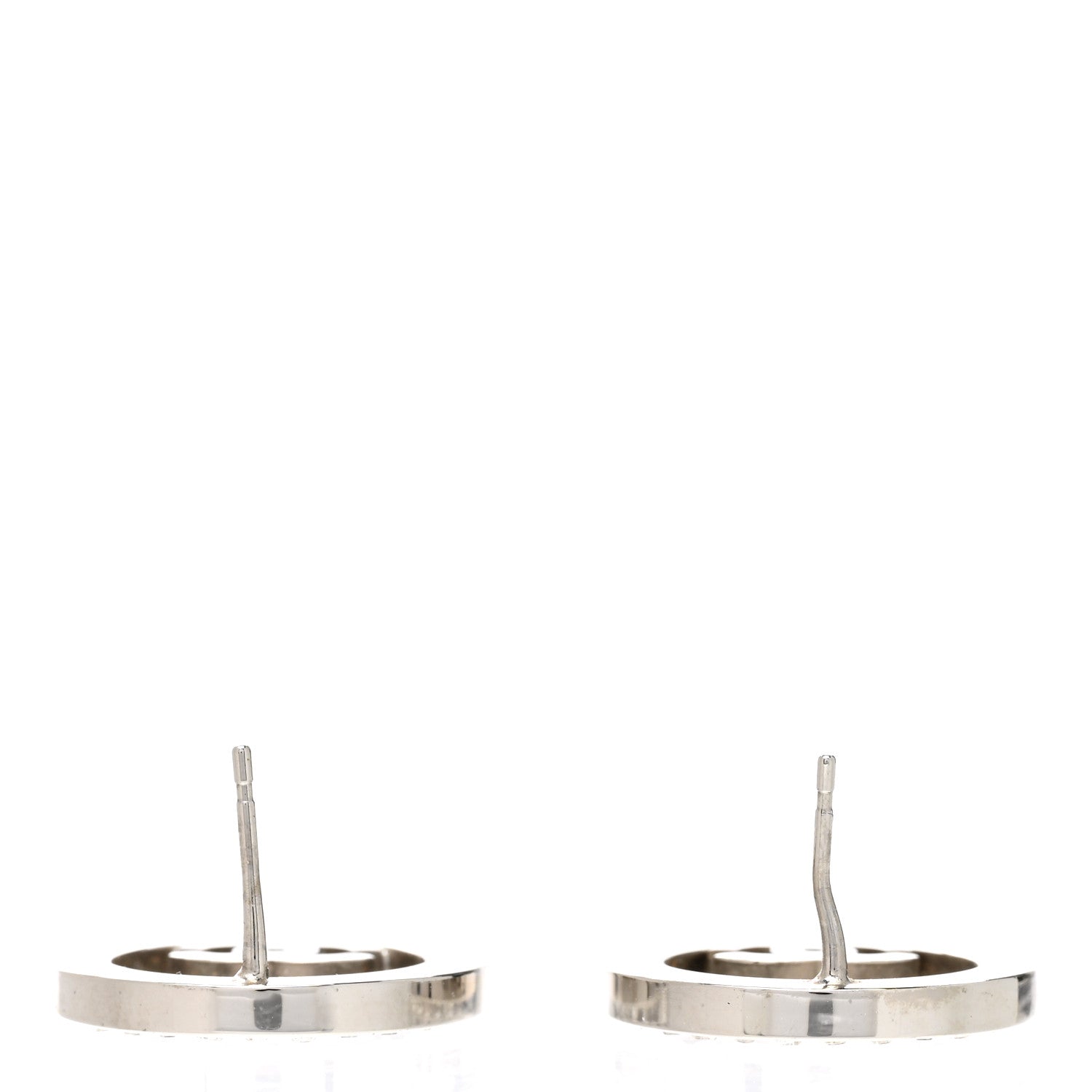 Chanel Crystal CC Round Earrings Silver 3 of 4