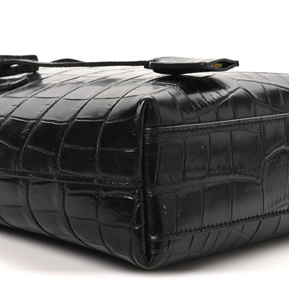 Saint Laurent Calfskin Crocodile Embossed Paris Mini Toy Shopper Tote Black 9 of 10
