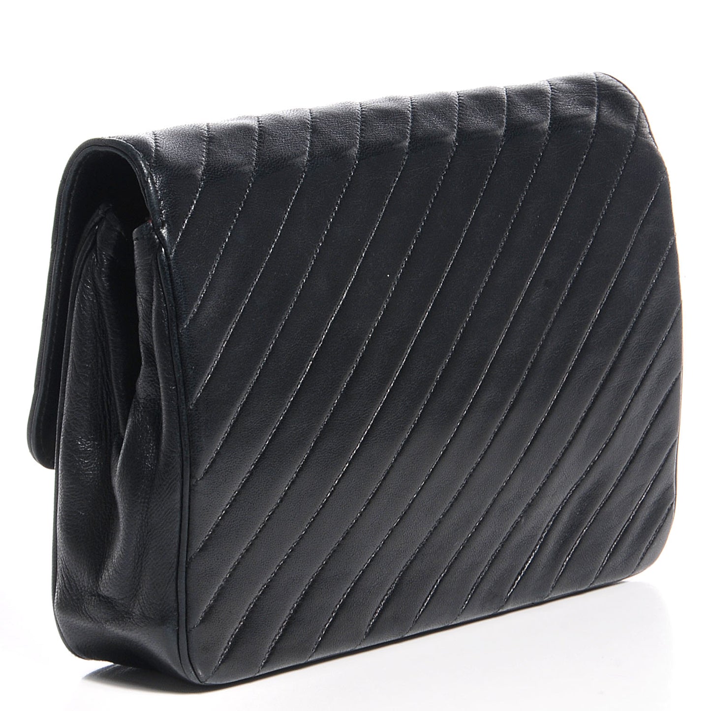 Lambskin Quilted Small Single Flap Black