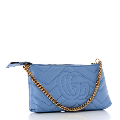 Gucci Calfskin Matelasse Mini GG Marmont Chain Bag Clear Sky Blue 3 of 10