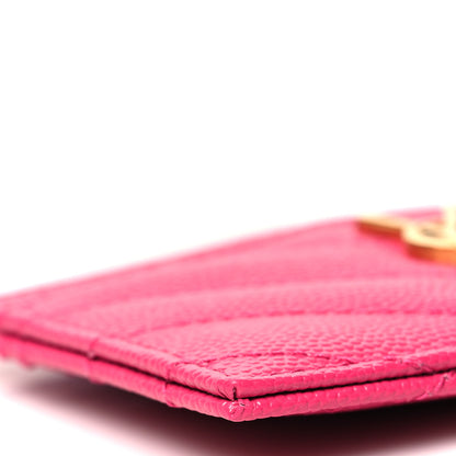 Saint Laurent Grain De Poudre Matelasse Chevron Monogram Credit Card Case Fresh Fuxia 9 of 11