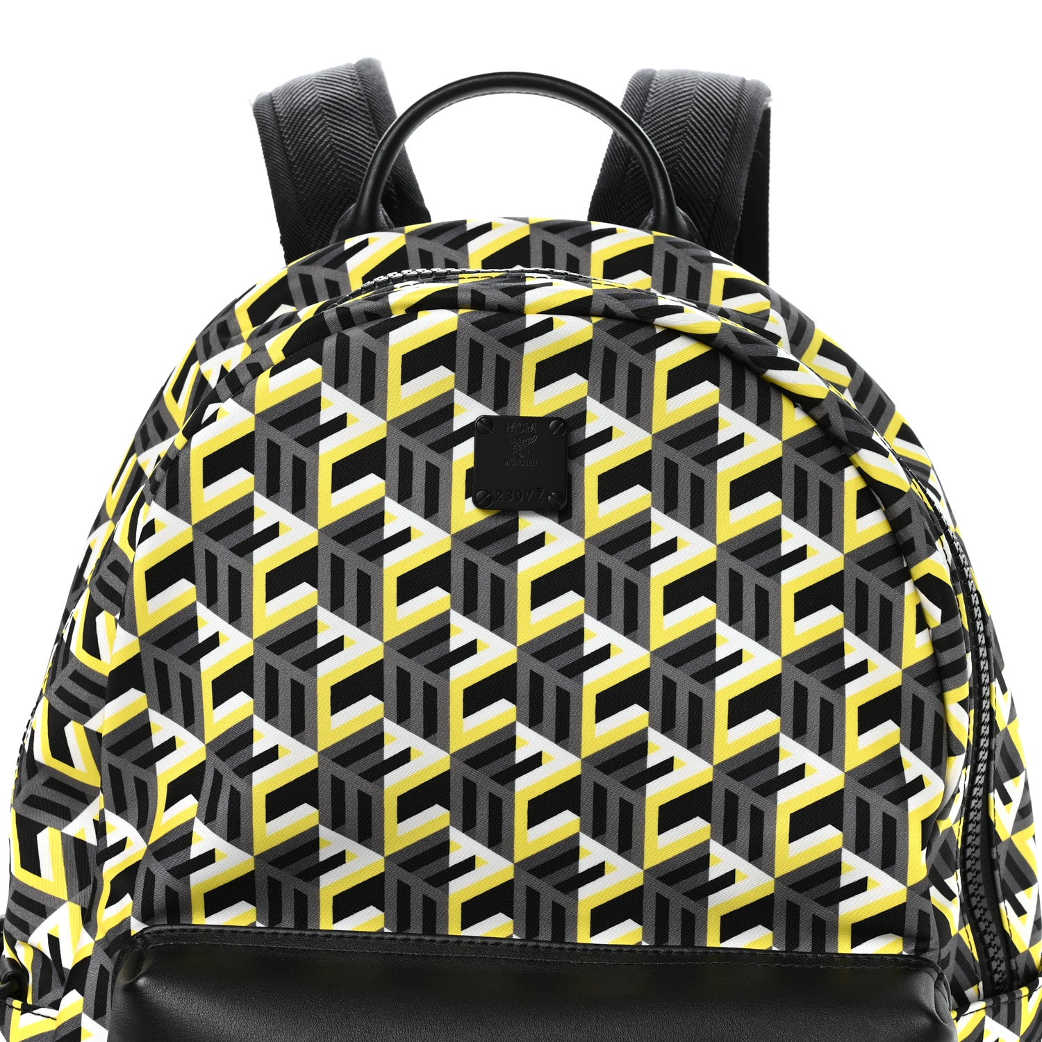 MCM Cubic Monogram Medium Backpack Black Yellow 8 of 10