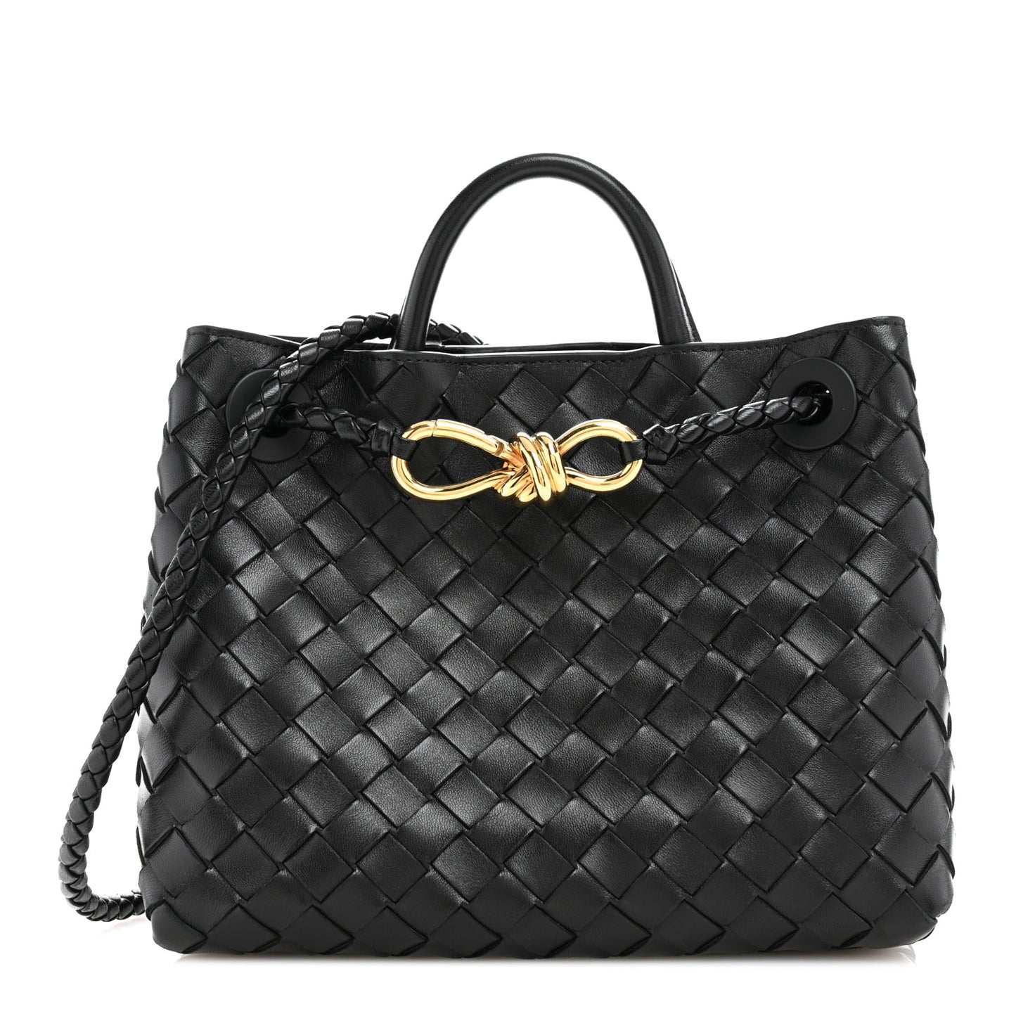 Nappa Intrecciato Small Andiamo Shoulder Bag Black