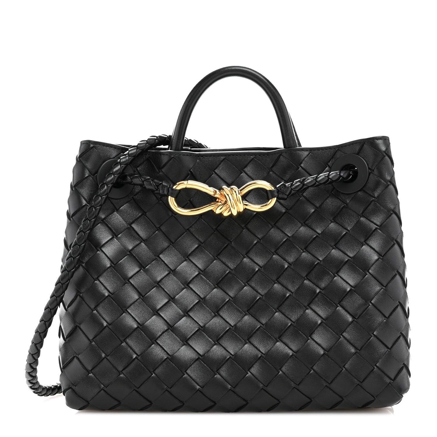 Bottega Veneta Nappa Intrecciato Small Andiamo Shoulder Bag Black 1 of 10