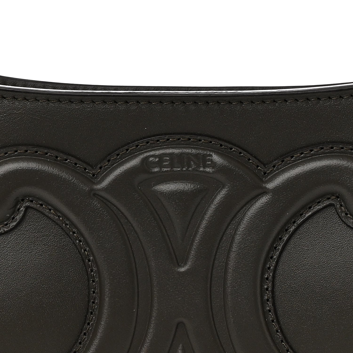 Celine Smooth Calfskin Cuir Triomphe Shoulder Bag Dark Army 8 of 11