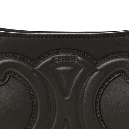 Celine Smooth Calfskin Cuir Triomphe Shoulder Bag Dark Army 8 of 11