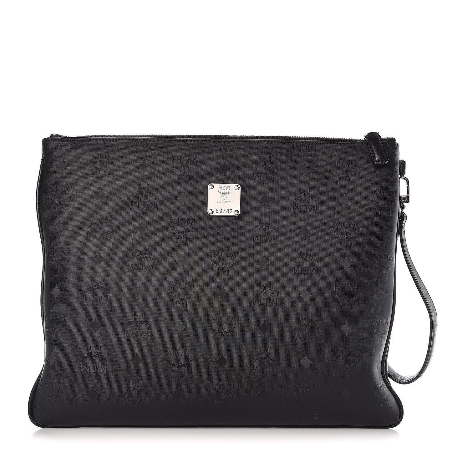 Coated Canvas Studded Pouch Black