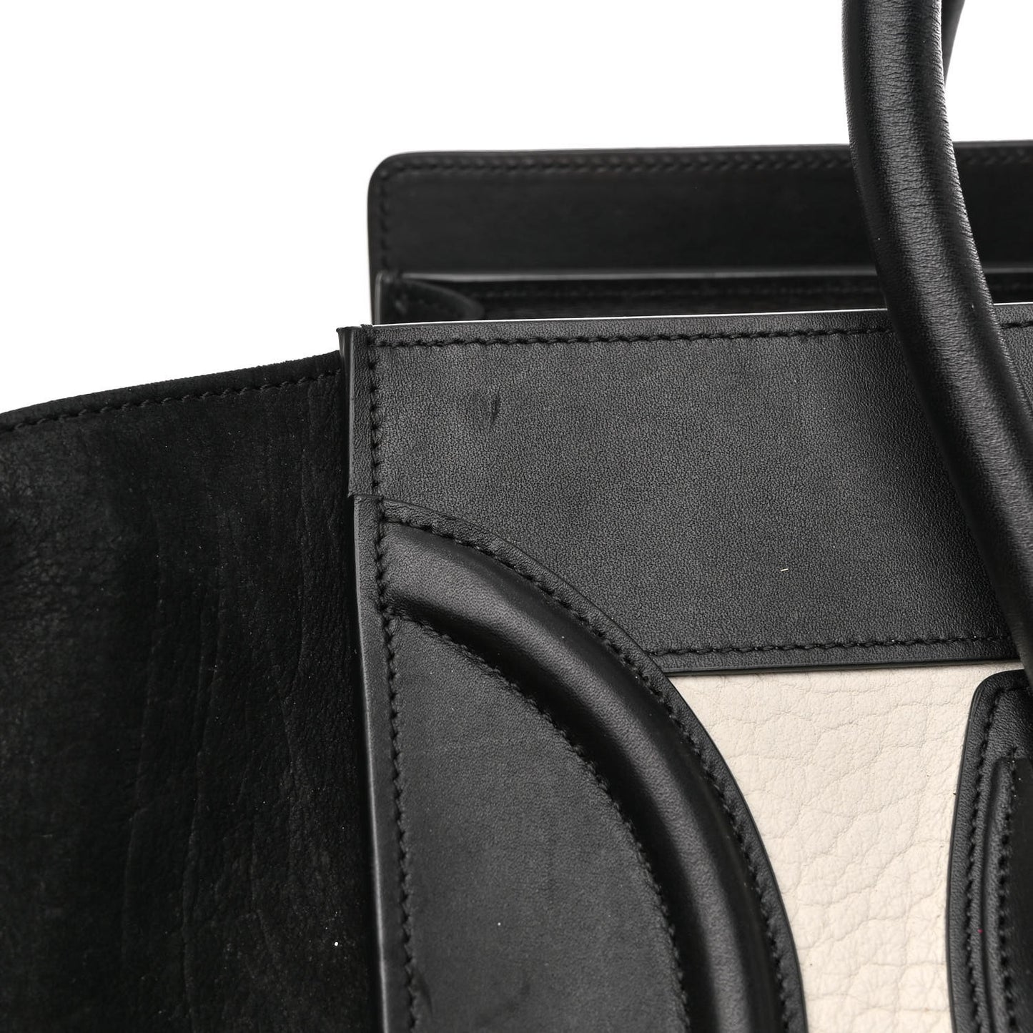 Baby Grained Calfskin Tri-Color Mini Luggage White Liquorice