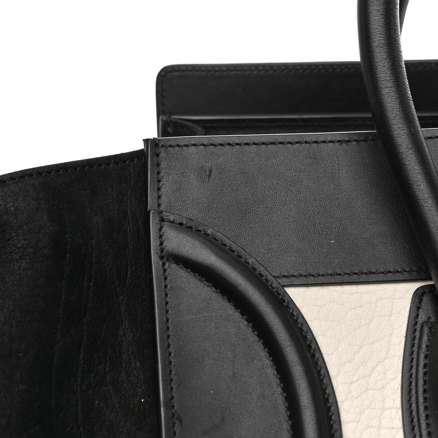 Celine Baby Grained Calfskin Tri-Color Mini Luggage White Liquorice 14 of 20