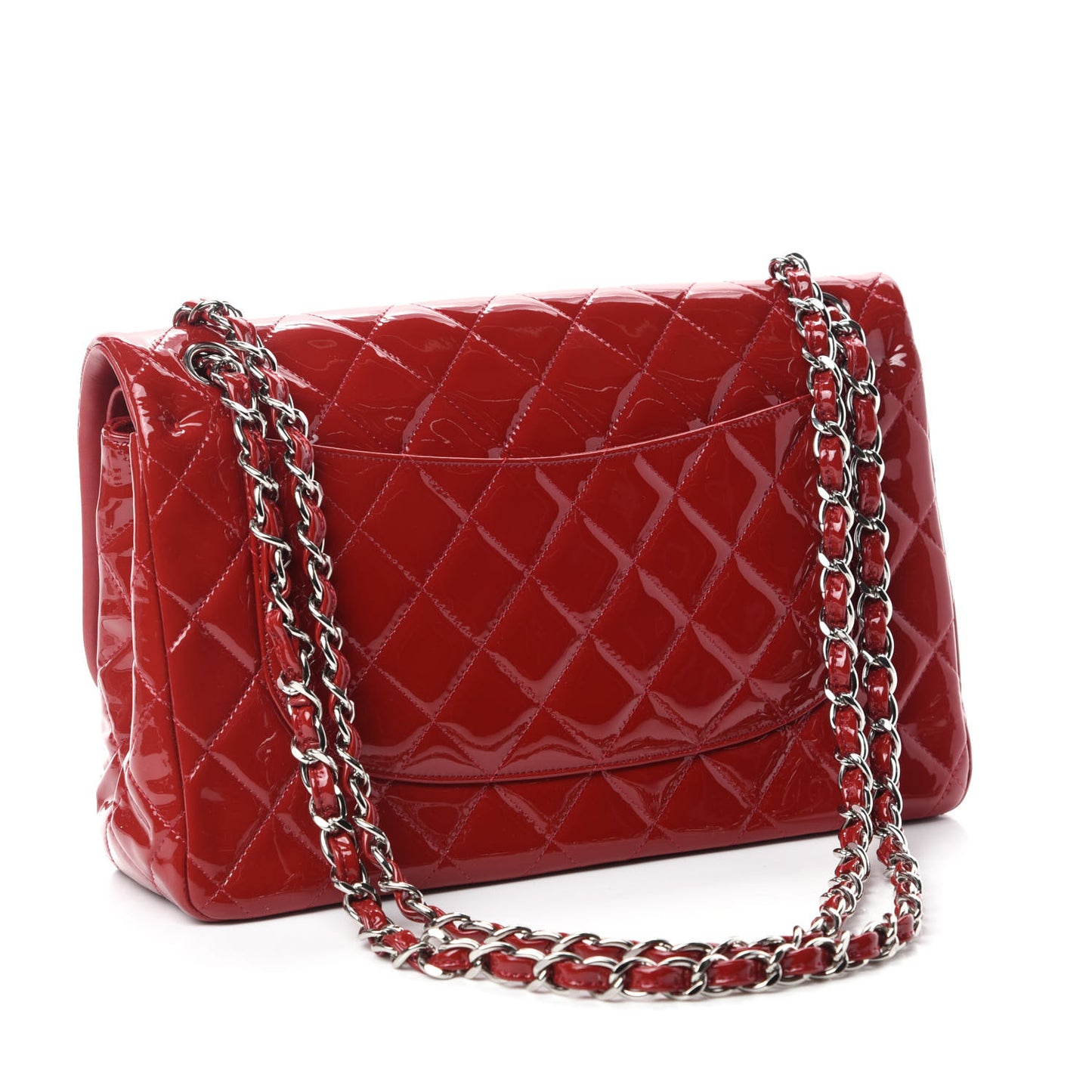 Patent Quilted Jumbo Double Flap Red