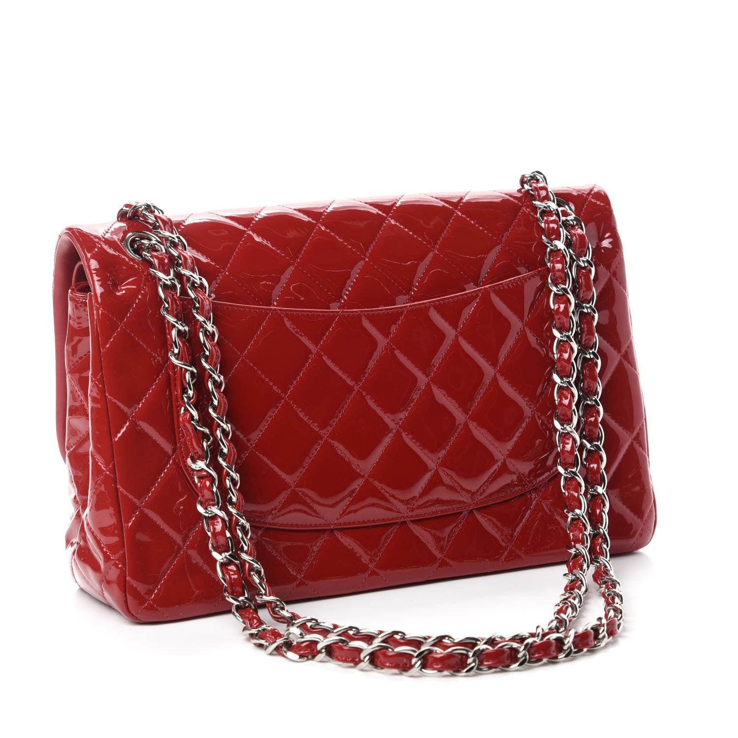 Chanel Patent Quilted Jumbo Double Flap Red 3 of 12