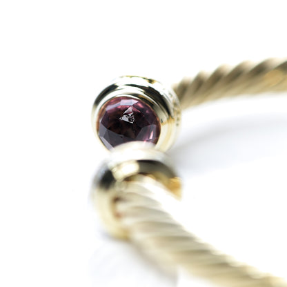 David Yurman 18K Yellow Gold Diamond Pink Tourmaline 5mm Cable Bracelet 3 of 5