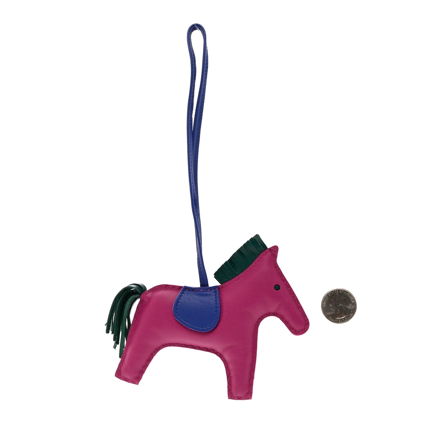 Milo Lambskin Grigri Rodeo Bag Charm MM Rose Pourpre Malachite Bleu Electrique