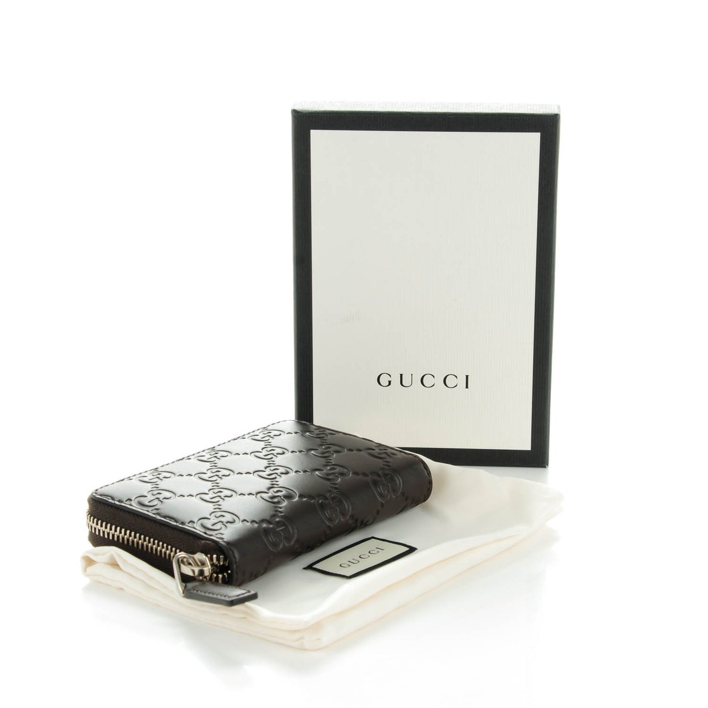 Guccissima Zip Around Card Case Chocolate
