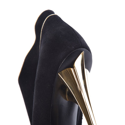 Louis Vuitton Suede Peep Toe Platform Booties 37 Black 8 of 8