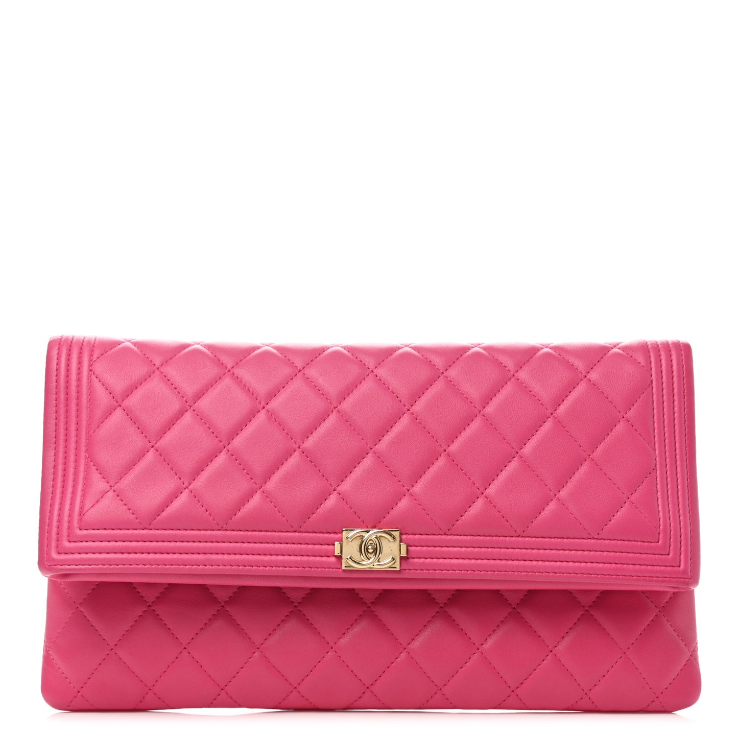 Lambskin Quilted Beauty CC Boy Clutch Fuchsia