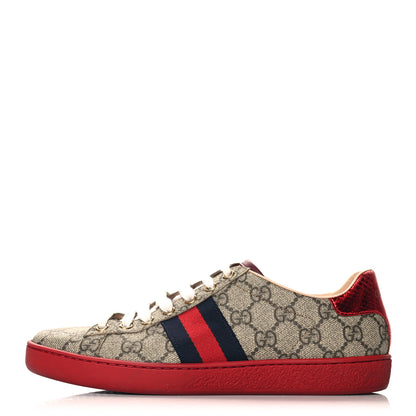 Gucci GG Supreme Monogram Ayers Web Womens Ace Sneakers 36.5 Red 1 of 9