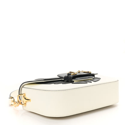 Gucci X ADIDAS Textured Dollar Calfskin Web Small Trefoil Horsebit 1955 Shoulder Bag White 4 of 11