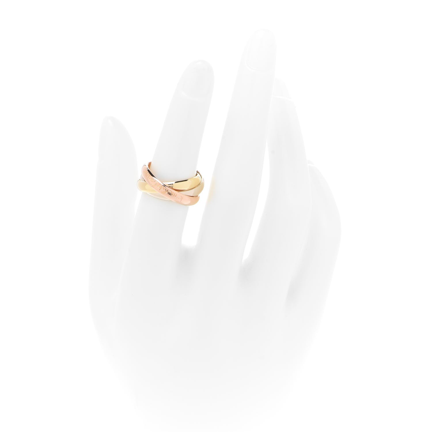 Cartier 18K Pink Yellow White Gold Classic Les Must De Cartier Trinity Ring 53 6.25 2 of 5