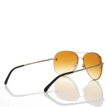 Chanel Aviator CC Sunglasses 4189-T-Q Gold 3 of 6