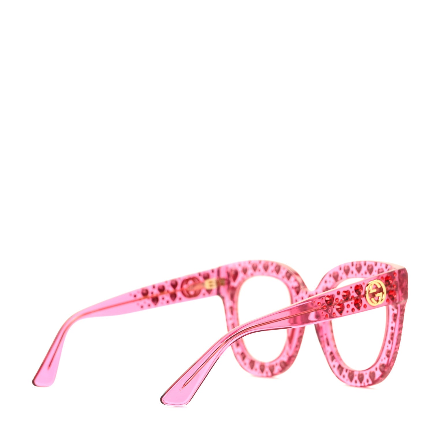 Gucci Acetate Crystal Heart GG0116S Sunglasses Fuchsia 4 of 8