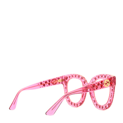 Gucci Acetate Crystal Heart GG0116S Sunglasses Fuchsia 4 of 8
