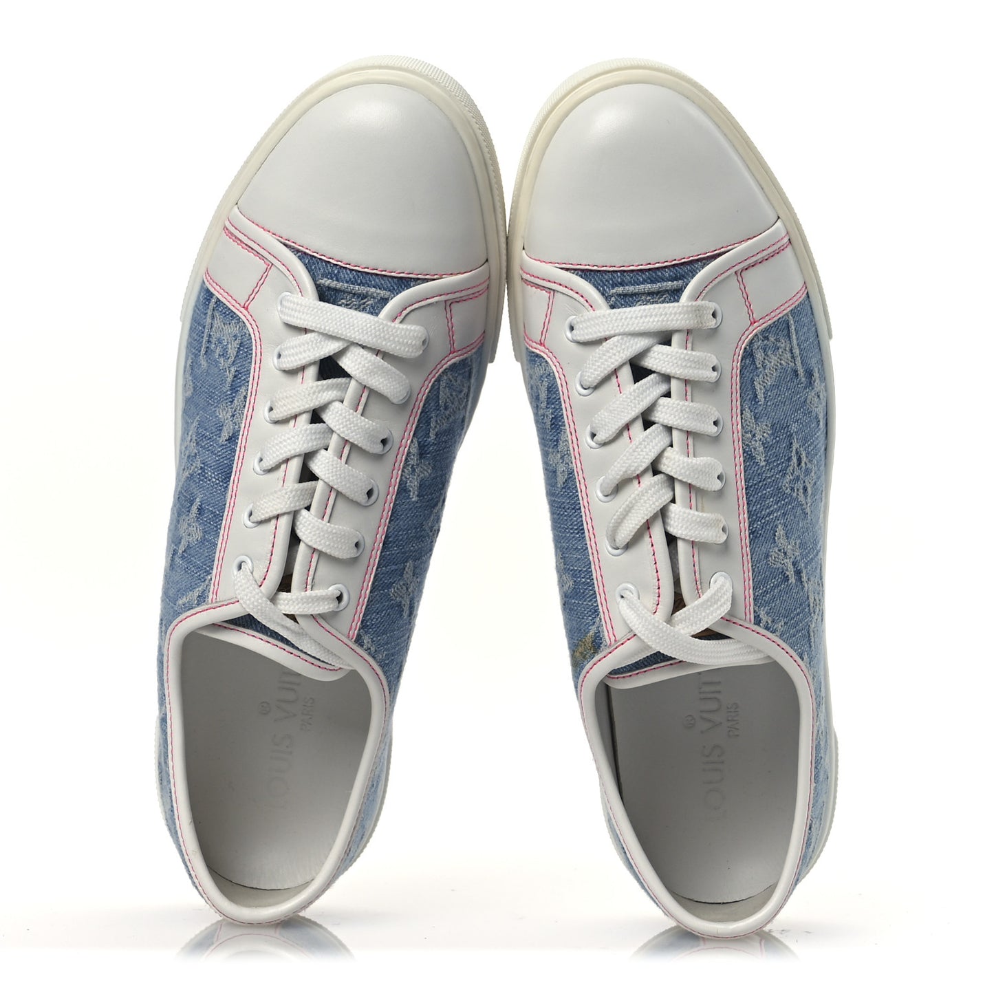 Monogram Denim Punchy Low Top Sneakers 37 Blue White