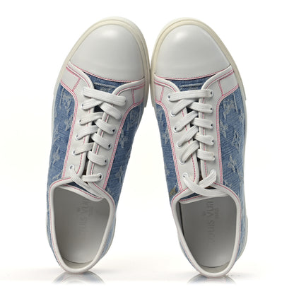 Louis Vuitton Monogram Denim Punchy Low Top Sneakers 37 Blue White 2 of 11