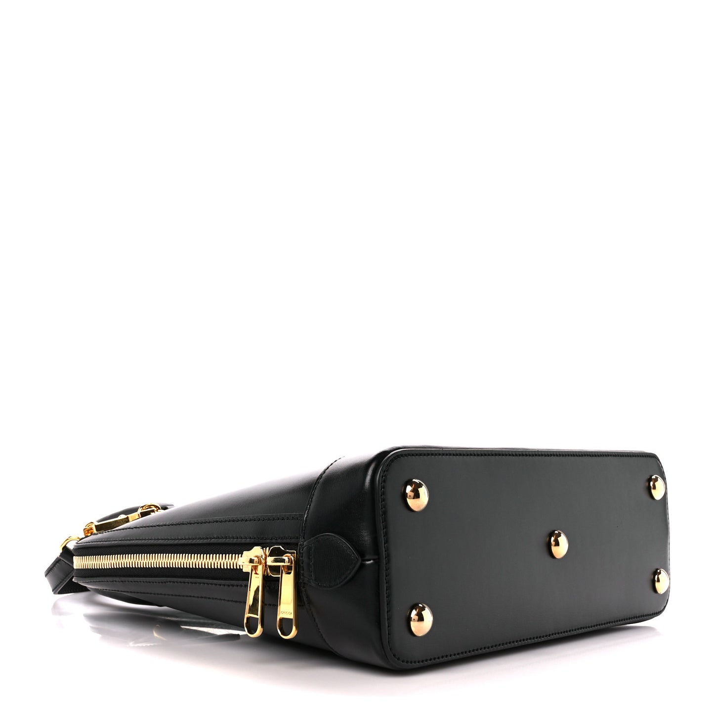 Boarded Plutone Calfskin Horsebit 1955 Top Handle Bag Black
