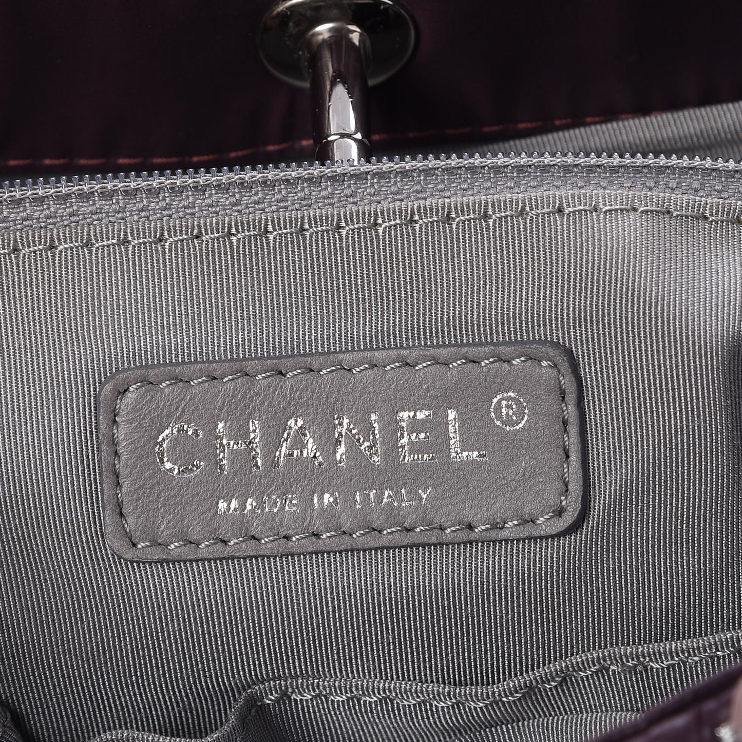 Nylon Quilted Tweed Stitch Bubble Tote Plum