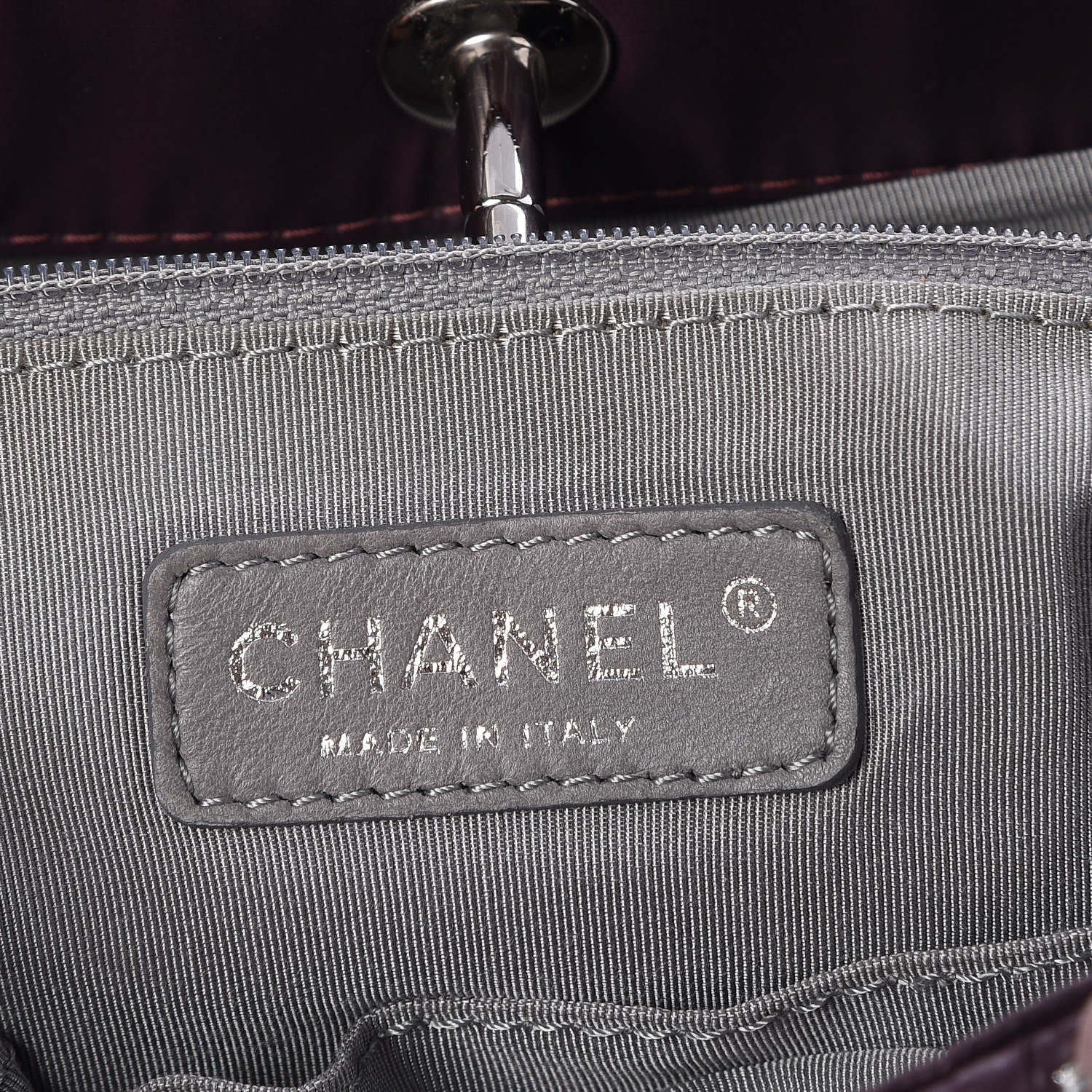 Chanel Nylon Quilted Tweed Stitch Bubble Tote Plum 6 of 7
